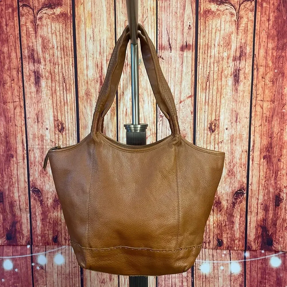 The Sak Cognac Tobacco Slouchy Hobo Bag Top Handle Soft Vegan Leather GUC